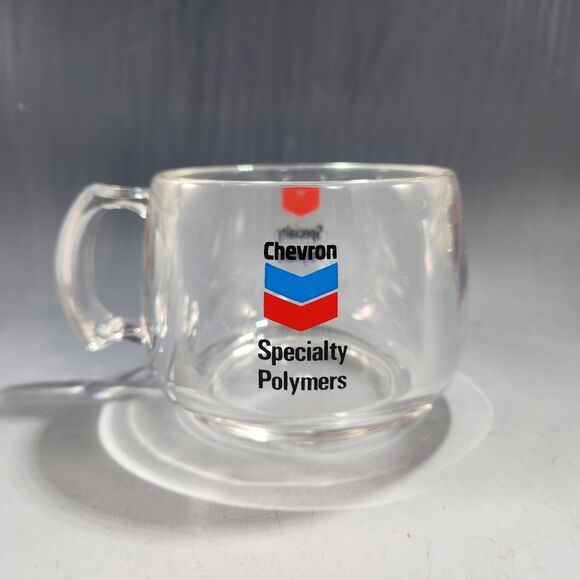 Vintage Chevron Oil Mug Unique Heavy Acrylic Crystal Clear Lucite Advertising - Picture 1 of 7